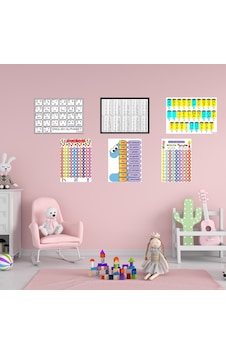 6'lı Eğitici Set 35x50 Cm Bristol Baskı Alfabe, Ritmik Sayma, Yüzlük Sayma, İngilizce Alfabe, Çarpım Tablosu, Zaman Tablosu 7 6'lı Eğitici Set 35x50 Cm Bristol Baskı Alfabe, Ritmik Sayma, Yüzlük Sayma, İngilizce Alfabe, Çarpım Tablosu, Zaman Tablosu 7