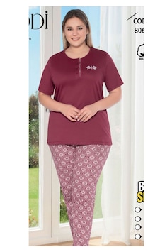 Melodi 8065 %100 Pamuk Kısa Kol Kadın Pijama Takımı Bordo Melodi 8065 %100 Pamuk Kısa Kol Kadın Pijama Takımı Bordo