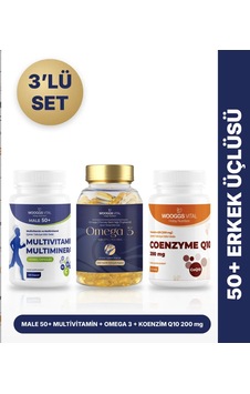 Hotay Nutrition Wooggs Vital Male 50+ Multivitamin 120 Kapsül + Omega 3 90 Kapsül + Koenzim Q10 200 Mg 30 Tablet