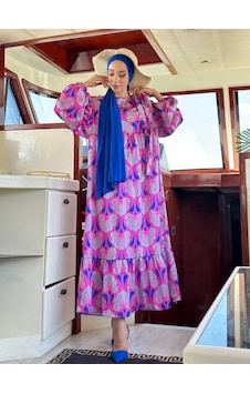 Vioshine Vıoshıne Kadın Desenli Saten Elbise-pembe Vioshine Vıoshıne Kadın Desenli Saten Elbise-pembe