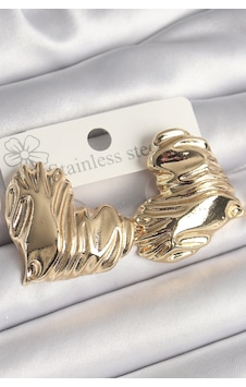 Pirinç Gold Renk İşlemeli Kalp Model Kadın Küpe Altın - Çok Renkli Pirinç Gold Renk İşlemeli Kalp Model Kadın Küpe Altın - Çok Renkli