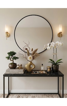 Siyah Çerçeveli Metal Yuvarlak Ayna 70 cm Siyah Çerçeveli Metal Yuvarlak Ayna 70 cm