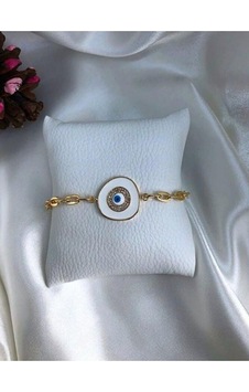 Nazarlı Zirkon Taş Detaylı Elips Zincir Bileklik Çok Renkli Nazarlı Zirkon Taş Detaylı Elips Zincir Bileklik Çok Renkli