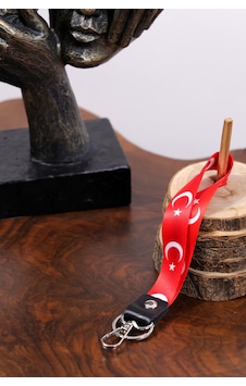 Türk Bayrağı Sonsuz Desenli Kanca Ve Halkalı Anahtarlık