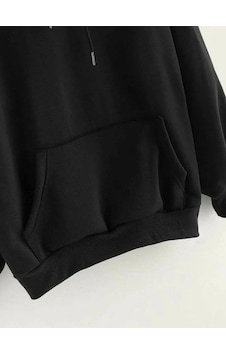 Startmore Düz Siyah Kapşonlu Sweatshirt Pamuklu Startmore Düz Siyah Kapşonlu Sweatshirt Pamuklu