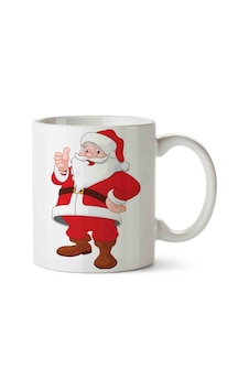 Noel Baba Yıl Başı Porselen Kupa Bardak Beyaz Noel Baba Yıl Başı Porselen Kupa Bardak Beyaz
