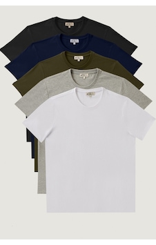 Ac&Co / Altınyıldız Classics Slim Fit Dar Kesim Bisiklet Yaka Tişört Paketi 5'li Çok Renkli