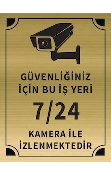 Güvenliğiniz İçin Bu İşyeri 7 24 Kamera İle İzlenmektedir Levha Altın Metal Yönlendirme Güvenliğiniz İçin Bu İşyeri 7 24 Kamera İle İzlenmektedir Levha Altın Metal Yönlendirme