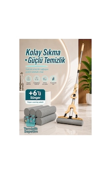 Kelebek Mop Süngerli Paspas Seti, Kendinden Sıkmalı Teleskobik Saplı Yer Temizlik Mopu +6 Yedekli Yüksek Emicili Sünger Kelebek Mop Süngerli Paspas Seti, Kendinden Sıkmalı Teleskobik Saplı Yer Temizlik Mopu +6 Yedekli Yüksek Emicili Sünger
