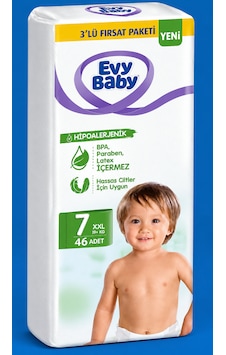 Evy Baby Bebek Bezi Maxi 3'lü Fırsat 7 Numara 46'lı 7 Beden Evy Baby Bebek Bezi Maxi 3'lü Fırsat 7 Numara 46'lı 7 Beden