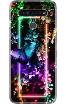 LG Uyumlu K61 Kılıf Desenli Butterfly Neon 1684 LG Uyumlu K61 Kılıf Desenli Butterfly Neon 1684