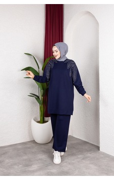 Hira Life Fashion Moda Efsa Kadın Lacivert Tesettür Giyim Zarif Taş Detaylı Tunik & Pantolon İkili Takım Lacivert Lacivert Hira Life Fashion Moda Efsa Kadın Lacivert Tesettür Giyim Zarif Taş Detaylı Tunik & Pantolon İkili Takım Lacivert Lacivert