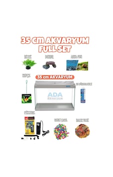 Ada Akvaryum Full Akvaryum Seti Beyaz Renk 35x25x15 Cm 9 Parça