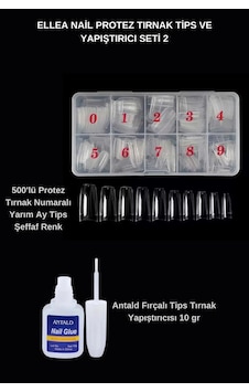 Protez Tırnak Tips Ve Yapıştırıcı Seti Şeffaf