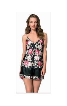 Secret Moda Moongril Çiçek Desenli Şort Takım Gri Secret Moda Moongril Çiçek Desenli Şort Takım Gri