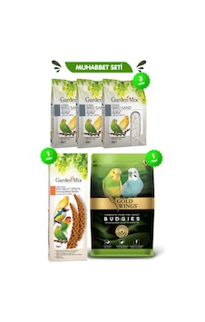 Beşli Set: Muhabbet Yemi 1 Kg + Gardenmix Kızıl Dal Darı + 3 Adet Kuş Kumu 200 Gr