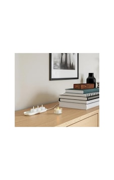 Skatgas 4 Adet Led'li Tealight Mum + Şarj Tepsili Dekoratif Şarj Edilebilir Led Işık Mum I.k:e.a Beyaz Beyaz