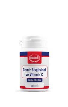 Ersağ Demir Bisglisinat ve Vitamin C Takviye Edici Gıda 60 Kapsül