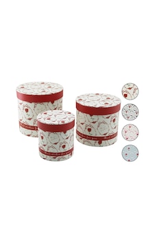 Go İthalat 3pcs Yuvarlak Çiçek Desenli - Mix Renkli Karton Hediye Kutusu 18-16-12cm Go İthalat 3pcs Yuvarlak Çiçek Desenli - Mix Renkli Karton Hediye Kutusu 18-16-12cm