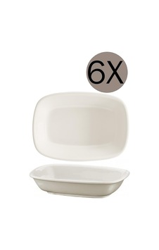 Palu Gastro Bonna Porselen Gourmet Dikdörtgen Kayık Tabak, 14x10 Cm, 6'li Takım Çok Renkli