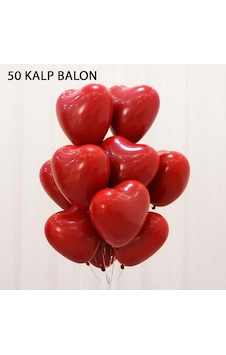 50 Adet Kırmızı Baskısız Kalp Balonu 30Cm Romantik Kalpli Balonla 50 Adet Kırmızı Baskısız Kalp Balonu 30Cm Romantik Kalpli Balonla