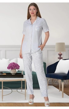 Mecit Pijama Mecit 5144 Önden Düğmeli Kadın Pijama Takımı 001 Mecit Pijama Mecit 5144 Önden Düğmeli Kadın Pijama Takımı 001