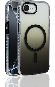 Apple Uyumlu iPhone 17e Kılıf Magsafe Şarj Özellikli Transparan Renk Geçişli Gradient Luxury Kapak Siyah Apple Uyumlu iPhone 17e Kılıf Magsafe Şarj Özellikli Transparan Renk Geçişli Gradient Luxury Kapak Siyah