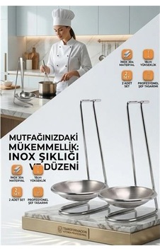 Inox Kepçe Standı - 2 Li Kaşık Kepçe Standı- Profesyonel Şef Tasarımı 722045