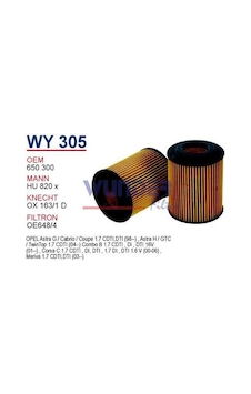 WUNDER WY305 YAĞ FİLTRESİ - OPEL ASTRA G 1.7DTI - CORSA C 1.7DTI WUNDER WY305 YAĞ FİLTRESİ - OPEL ASTRA G 1.7DTI - CORSA C 1.7DTI