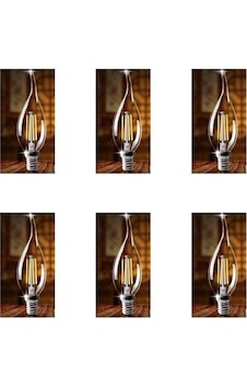 Seldur Edison 6 Adet 4W LED Filament Kıvrık Buji Ampul Günışığı CT-4062G