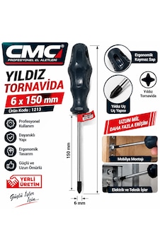 Yıldız Tornavida 6x150 Mm Profesyonel Yerli Üretim Ürün Kodu : Cmc :1213 Yıldız Tornavida 6x150 Mm Profesyonel Yerli Üretim Ürün Kodu : Cmc :1213