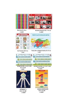Okul Posteri 8 Parça Vinil Baskı Set Atatürk Köşesi, Türkiye Haritası, Ritmik Tablo, Sınıf Kuralları, Zaman B - Okul Posteri 8 Parça Vinil Baskı Set Atatürk Köşesi, Türkiye Haritası, Ritmik Tablo, Sınıf Kuralları, Zaman B -
