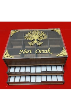 3 Katlı Tesbih Saat Ve Takı Kutusu Dolabı