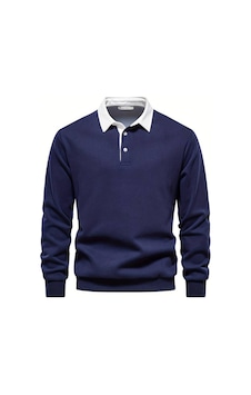 Ghassy Co. Erkek Retro Renk Bloklu Pamuklu Gömlek Yaka Sweatshirt Lacıvert Ghassy Co. Erkek Retro Renk Bloklu Pamuklu Gömlek Yaka Sweatshirt Lacıvert