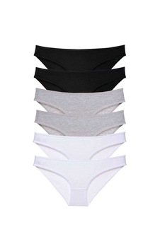 6 Adet Süper Eko Set Likralı Kadın Slip Külot Siyah Gri Beyaz Standart 6 Adet Süper Eko Set Likralı Kadın Slip Külot Siyah Gri Beyaz Standart