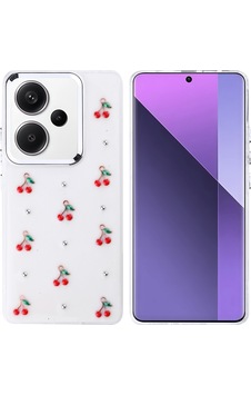 Xiaomi Redmi Note 13 Pro Plus 5g Kılıf Airbag Tasarımlı Simli Şeffaf Zore Kutup Kapak Kiraz