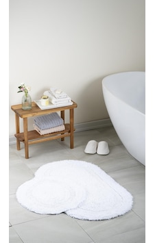 Atlantik Doğal Pamuklu 2'li Banyo Paspas Seti 60x100+50x60 Cm - Beyaz çok renkli
