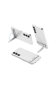 Samsung Uyumlu Galaxy S24 Kılıf Zore Kamera Korumalı Dikey Standlı Ays Kapak Gümüş Samsung Uyumlu Galaxy S24 Kılıf Zore Kamera Korumalı Dikey Standlı Ays Kapak Gümüş
