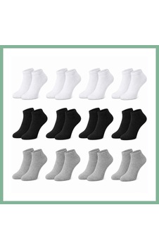 Bşkvirgo Kadın Bambu Patik Çorap 12'li Paket, Siyah Beyaz Gri, Nefes Alan Nem Emici Yumuşak Günlük Spor Bilek Çorabı Beden: 36-40 Renk: Çok Renkli 12 Li Bsk2026 Bşkvirgo Kadın Bambu Patik Çorap 12'li Paket, Siyah Beyaz Gri, Nefes Alan Nem Emici Yumuşak Günlük Spor Bilek Çorabı Beden: 36-40 Renk: Çok Renkli 12 Li Bsk2026