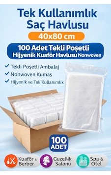 Tek Kullanımlık Saç Havlusu 40x80 Cm 100 Adet Tekli Poşetli Hijyenik Kuaför Havlusu Nonwoven Beyaz Tek Kullanımlık Saç Havlusu 40x80 Cm 100 Adet Tekli Poşetli Hijyenik Kuaför Havlusu Nonwoven Beyaz