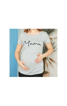 Bebegen Gri Mama Nakışlı Hamile Kısa Kol Tişört Çok Renkli Bebegen Gri Mama Nakışlı Hamile Kısa Kol Tişört Çok Renkli