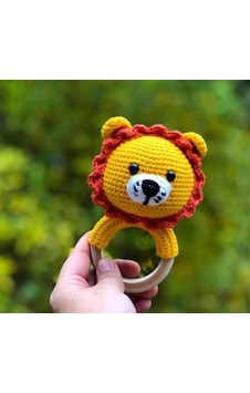 Amigurumi Aslan Çıngırak Bebek Oyuncağı Sarı Amigurumi Aslan Çıngırak Bebek Oyuncağı Sarı