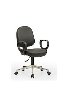 Sekreter1 Bilgisayar Koltuğu - Ofis - Müdür - Büro - Çalışma Sandalyesi Siyah Renk Krom Ayaklı Siyah
