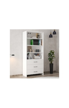 3 Çekmeceli Beyaz Kitaplık Modern Ve Çok Amaçlı Açık Raflı Dolap 80x38x182 Cm Beyaz - 761711763 Beyaz 3 Çekmeceli Beyaz Kitaplık Modern Ve Çok Amaçlı Açık Raflı Dolap 80x38x182 Cm Beyaz - 761711763 Beyaz