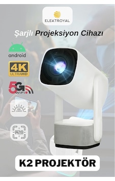 K2 Şarjlı Projeksiyon Cihazı Android Bluetooth Ev Sineması Projektör-130968 K2 Şarjlı Projeksiyon Cihazı Android Bluetooth Ev Sineması Projektör-130968