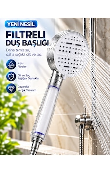 Çok Fonksiyonlu Filtreli Duş Başlığı 6 Farklı Sprey Modu Büyük Panel Beyaz - Lisinya Çok Renkli Çok Fonksiyonlu Filtreli Duş Başlığı 6 Farklı Sprey Modu Büyük Panel Beyaz - Lisinya Çok Renkli