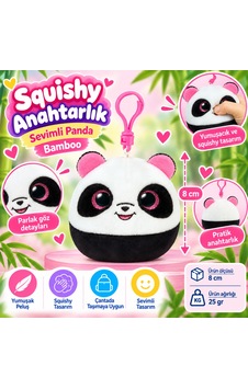 Ty Squishy Beanies Peluş Panda Anahtarlık Bamboo Nhr