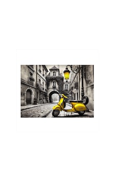 Eski Şehir Ve Sarı Vespa Modern Mdf Tablo Eski Şehir Ve Sarı Vespa Modern Mdf Tablo