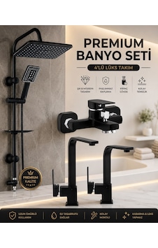 Viosa Mat Siyah Kare Model Lavabo Banyo Mutfak Bataryası Musluk Robot Duş Seti Komple Set Krom Viosa Mat Siyah Kare Model Lavabo Banyo Mutfak Bataryası Musluk Robot Duş Seti Komple Set Krom