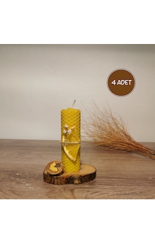 Balmumu Mum El Yapımı Doğal Mum 4 Adet 10 Cm X 3 Cm